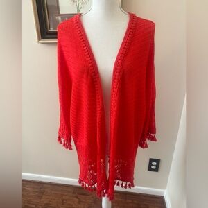 Chicos Open Front Cardigan With Tassles & Crochet Details. So pretty! Size 2